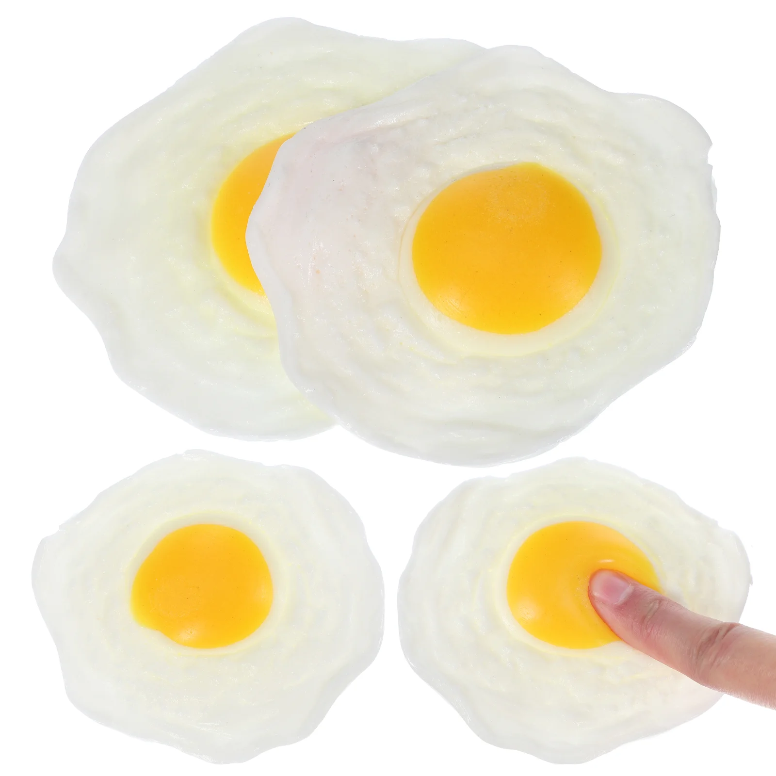 4 Pcs Poached Omelette Artificial Fried Eggs Tricky Toys Food Anti-stress Pracking Soft Glue Creative Vent