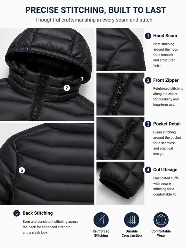 Men's Intelligent Heating Jacket 39 Heating Zones Four Temperature Control Settings Outdoor Cold Resistance Winter Hat Included (Battery Not Included), image 4