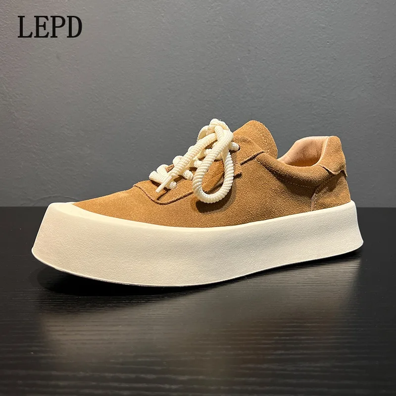 

LEDP Street Style Design Retro Thick-soled Height-increasing Men Board Shoes 2025 New Release Japanese Casual Shoes Niche Style