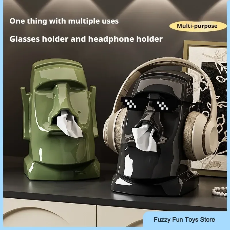 창의적인 가정용 티슈 박스 돌 조각상 헤드폰 홀더 침실 데스크탑 장식품 냅킨 박스 선글라스 보관대