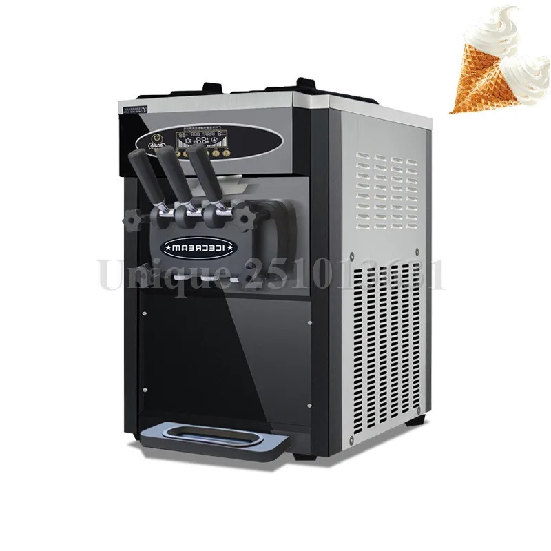 

25-36L/H Commercial Countertop Soft Ice Cream Machine Automatic Fruit Cone Three Nozzles Soft Ice Cream Maker