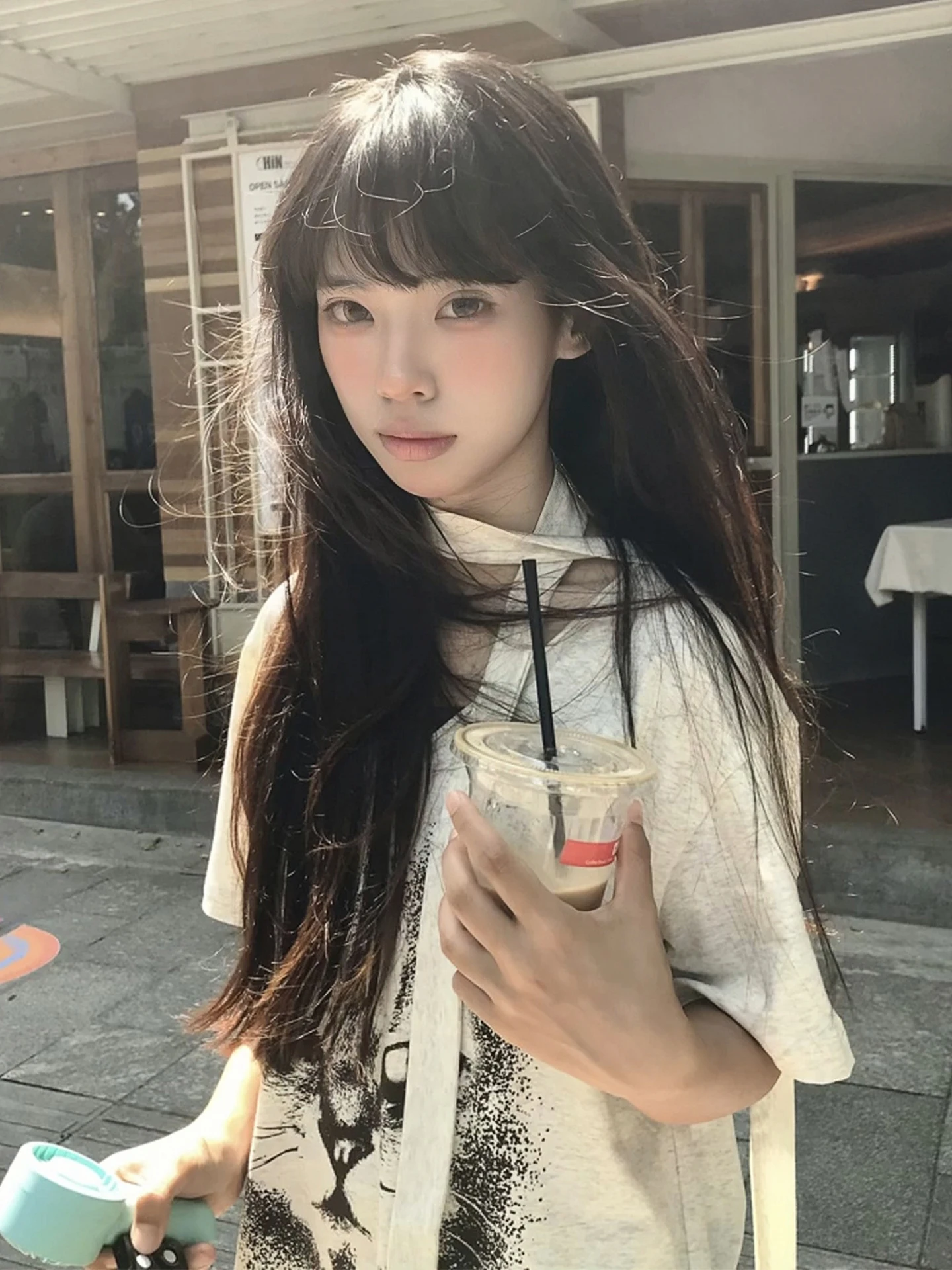 Tonngirls الكورية نمط تي شيرت المرأة الخامس الرقبة فضفاضة عادية المحملة القمم Y2k خمر الجرونج القمم اليابانية 2000s طباعة الجرافيك القمم