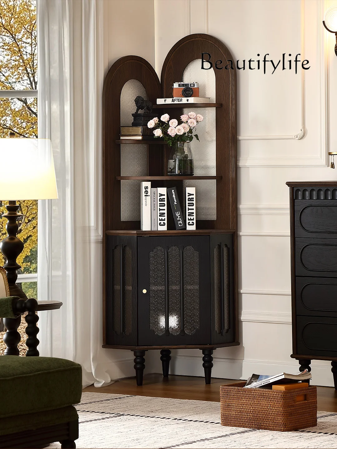 

Medieval Corner Cabinet Solid Wood French Retro Corner Cabinet Corner Cabinet Living Room Ash Wood Standing