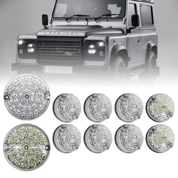 For Land Rover Defender 90/110 1983-2016 Clear Lens LED Rear Tail Lamp Brake Fog Reverse Front Side Indicator Position Light