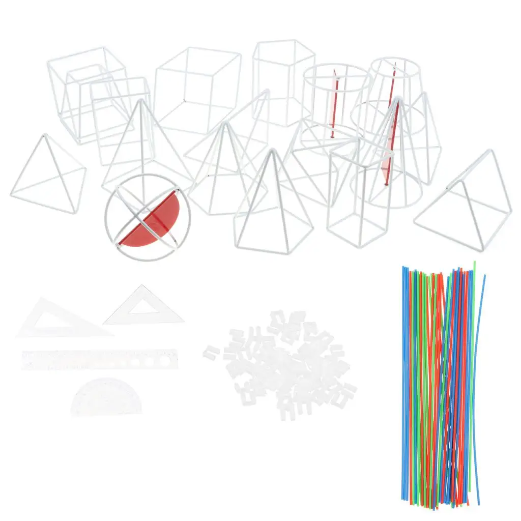 18Pcs 3D Geometric Shapes Set Model Toys with Section and Auxiliary Math Study High Geometric Solids Visual Aids Toy