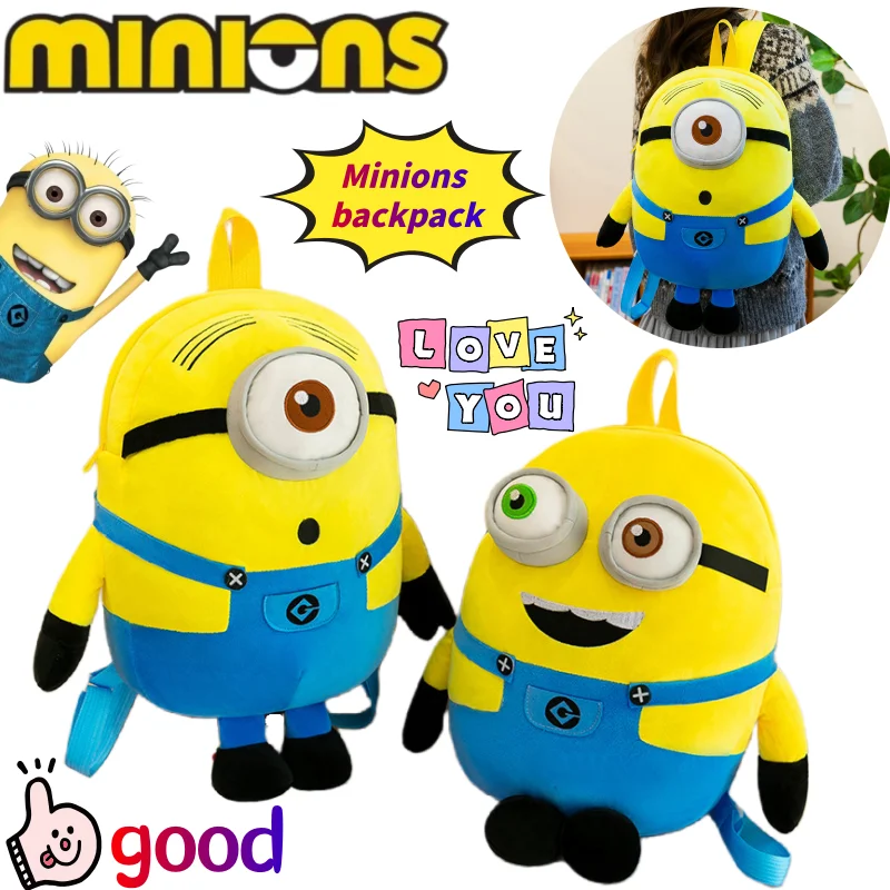 New Minions Despicable Me Bob Dave Plush Bag Creative High-Value Anime Cartoon Print Student Large Capacity Portable Backpack