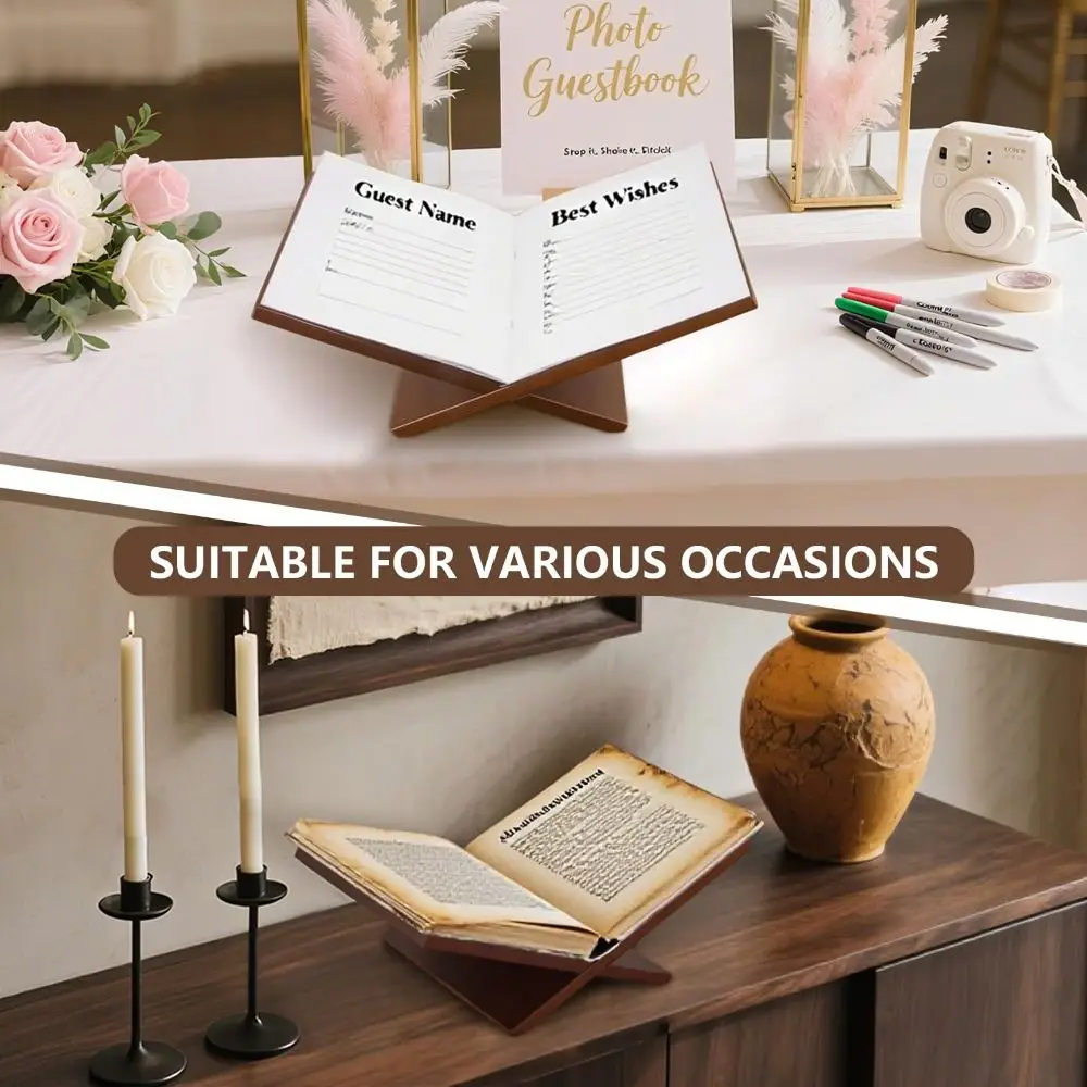 Solid Wood Wooden Book Stand Minimalist Large Size Open Display Stand Hands-Free Reading Ergonomic Recipe Holder Reading
