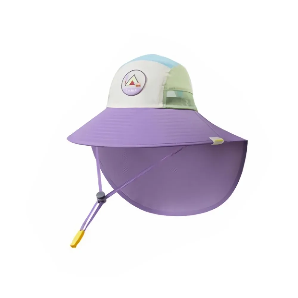 

Polyester Kids Sun Hat Neck Flap UV Protection Wide Brim Hat Adjustable Strap Breathable Fabric Sun Protection Hat Summer Season