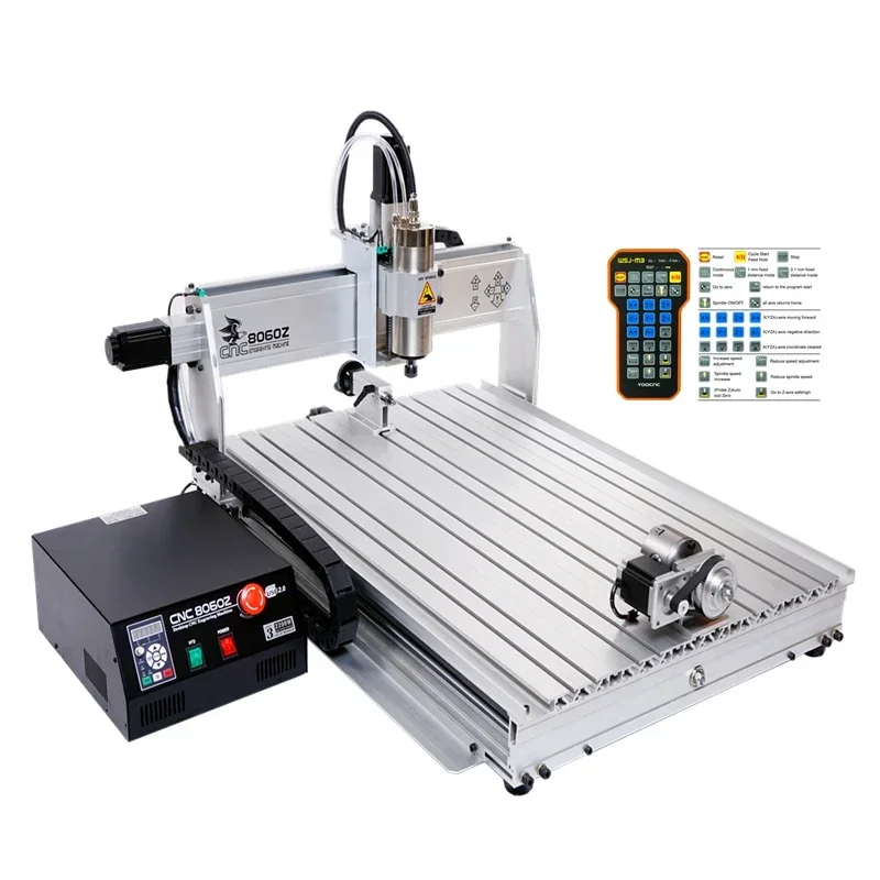 800*600mm Working Range CNC Engraving Milling Machine 8060Z 4 Axis USB Port 2200W HF Water Cooling Spindle For PVC PCB Wood Work