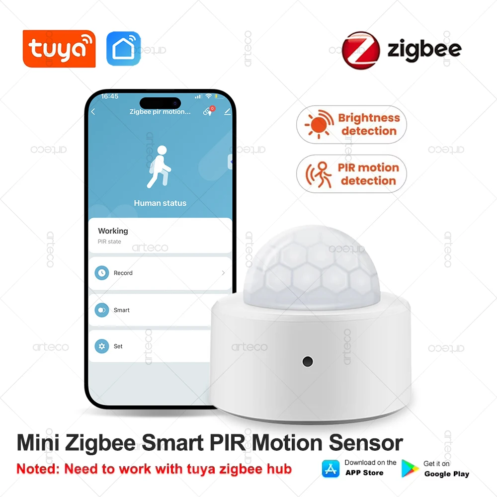 Tuya Zigbee Human Motion Sensor Smart Home PIR Motion Sensor Infrared Detector Smart Life App Security Alarm Sensor Need Gateway