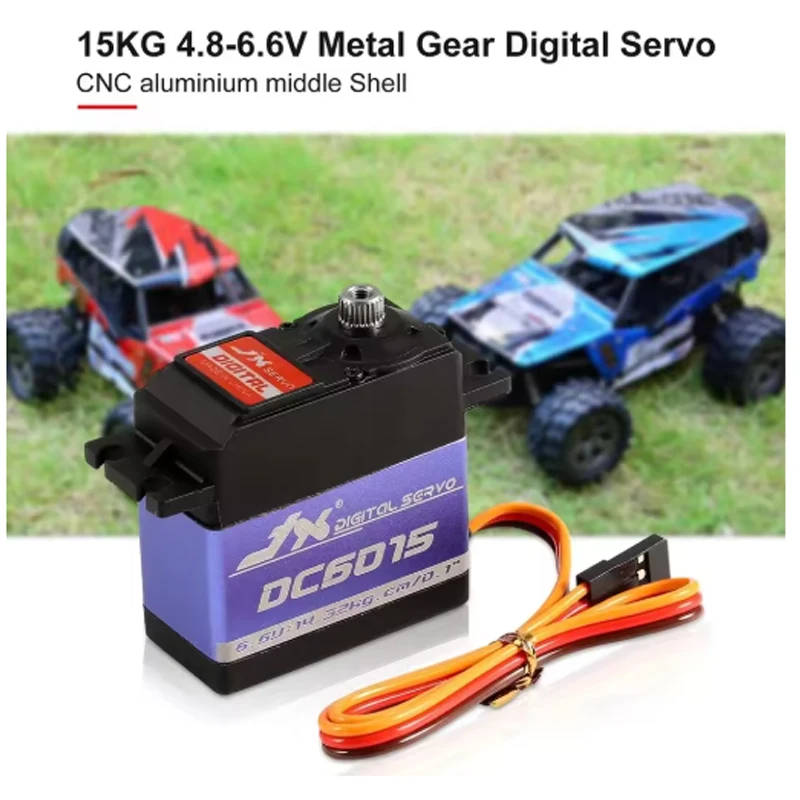 JX Servo DC6015 4.8-6.6V 15KG Metal Gear 0.10 Sec Large Torque Digital Servo For RC Car Robot Airplane Aircraft Accessories