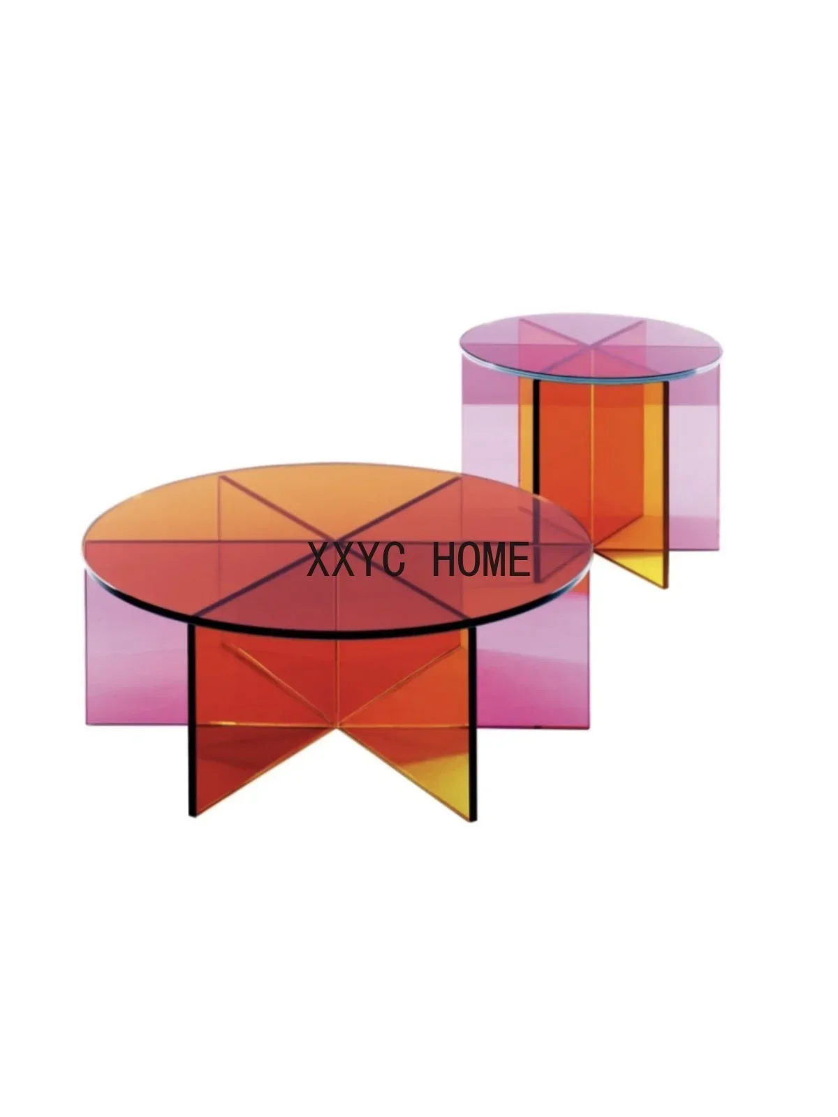 

Tempered glass coffee table living room hospitality area red side table