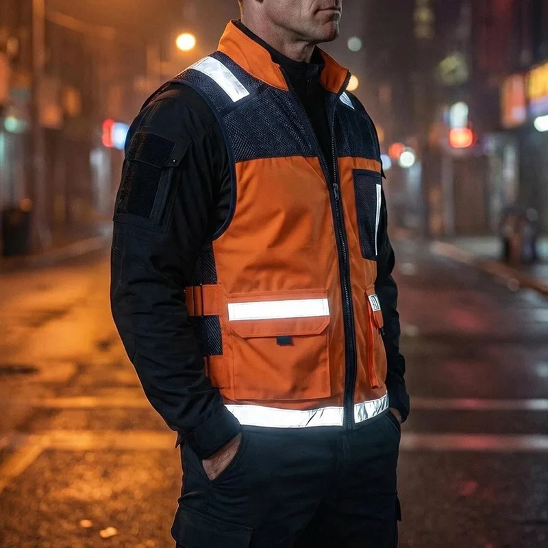 AYGHK Reflektierende Sicherheitsweste für Führungskräfte, geeignet für Radfahren, Autofahren, Verkehr, Baustellen, fluoreszierende Weste mit Clip – Detail 9