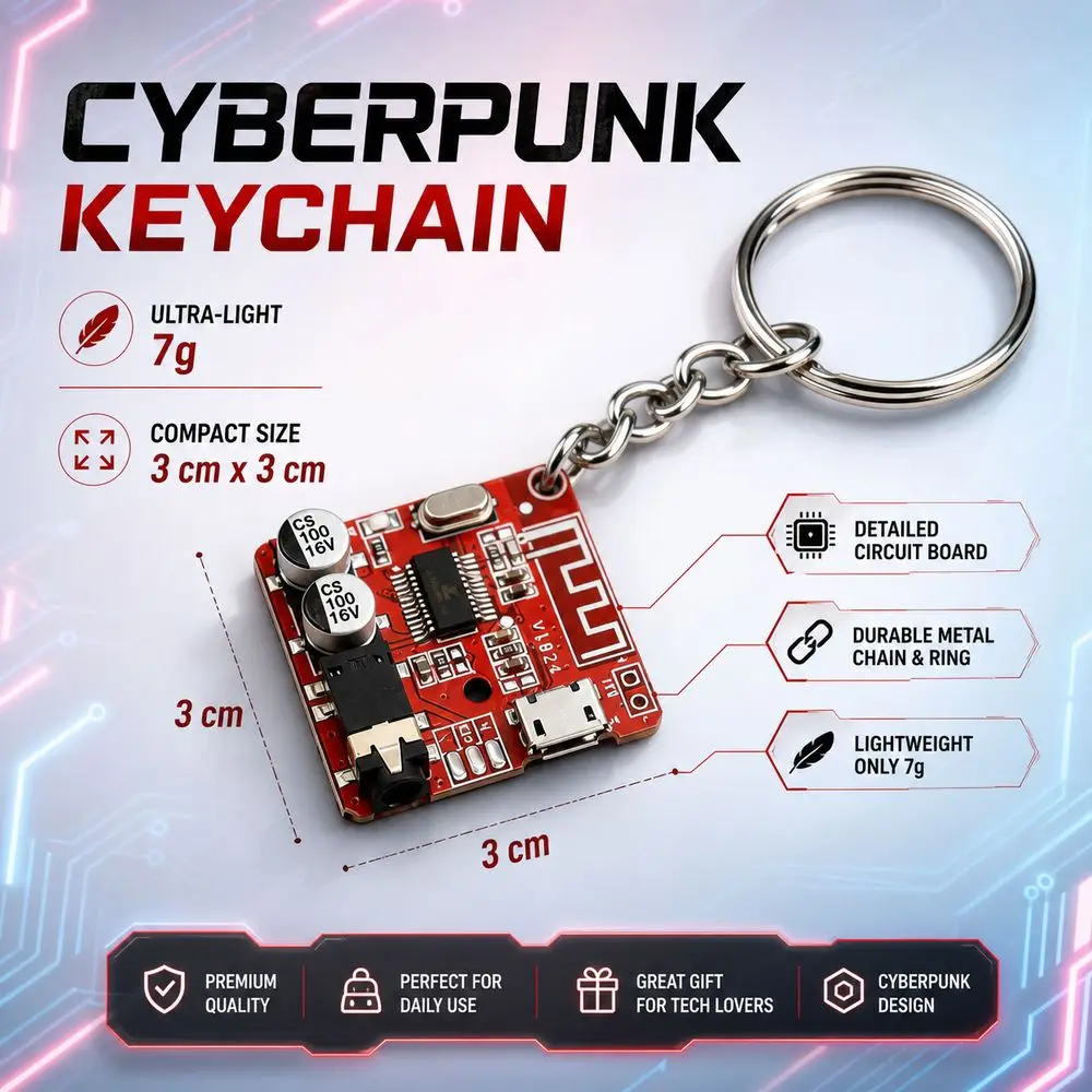 New PCB Material Circuit Board Keychain Personalized Black Color Electronic Component Key Fob Tech Key Holder