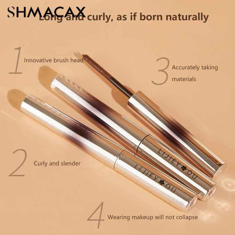 Tubo d'acciaio Mascara Waterproof Slender Non sbavature Brown Curly Metal Small Silver Tube Mascara