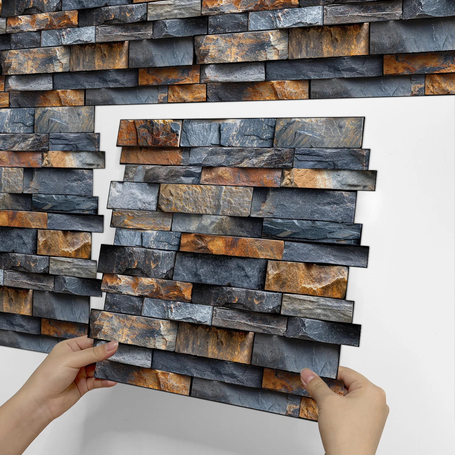 

12x12 inch stone tile self-adhesive wall sticker - waterproof wall sticker wallpaper for home decoration (3/6/9/12/15 pieces)
