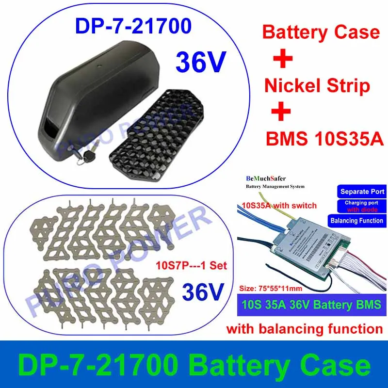 POLLY DP-7-21700 caja de batería compatible con 70 Uds 21700 celdas caja vacía tira de níquel 10S 13S 14S 35A DP-2170-7 para batería DIY 36V 48V 52V