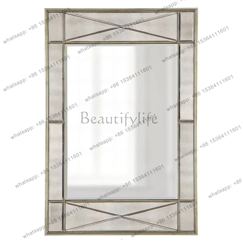 

American living room background wall wall mirror art wall, bedroom makeup, wall hanging bathroom led light mirror