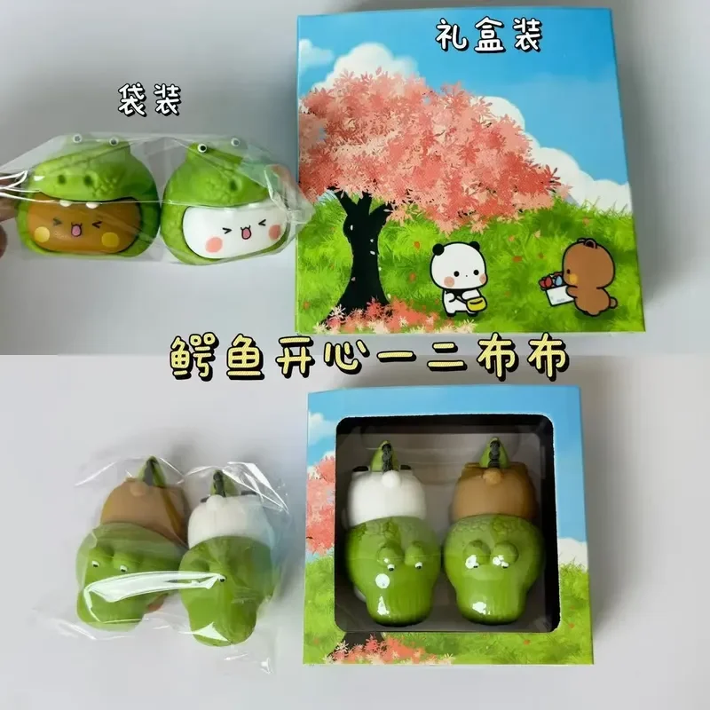 Nuevos lindos adornos de escritorio Bubu Dudu Yier Panda Bear figuras de Anime accesorios de coche decoración del hogar figuritas de dibujos animados