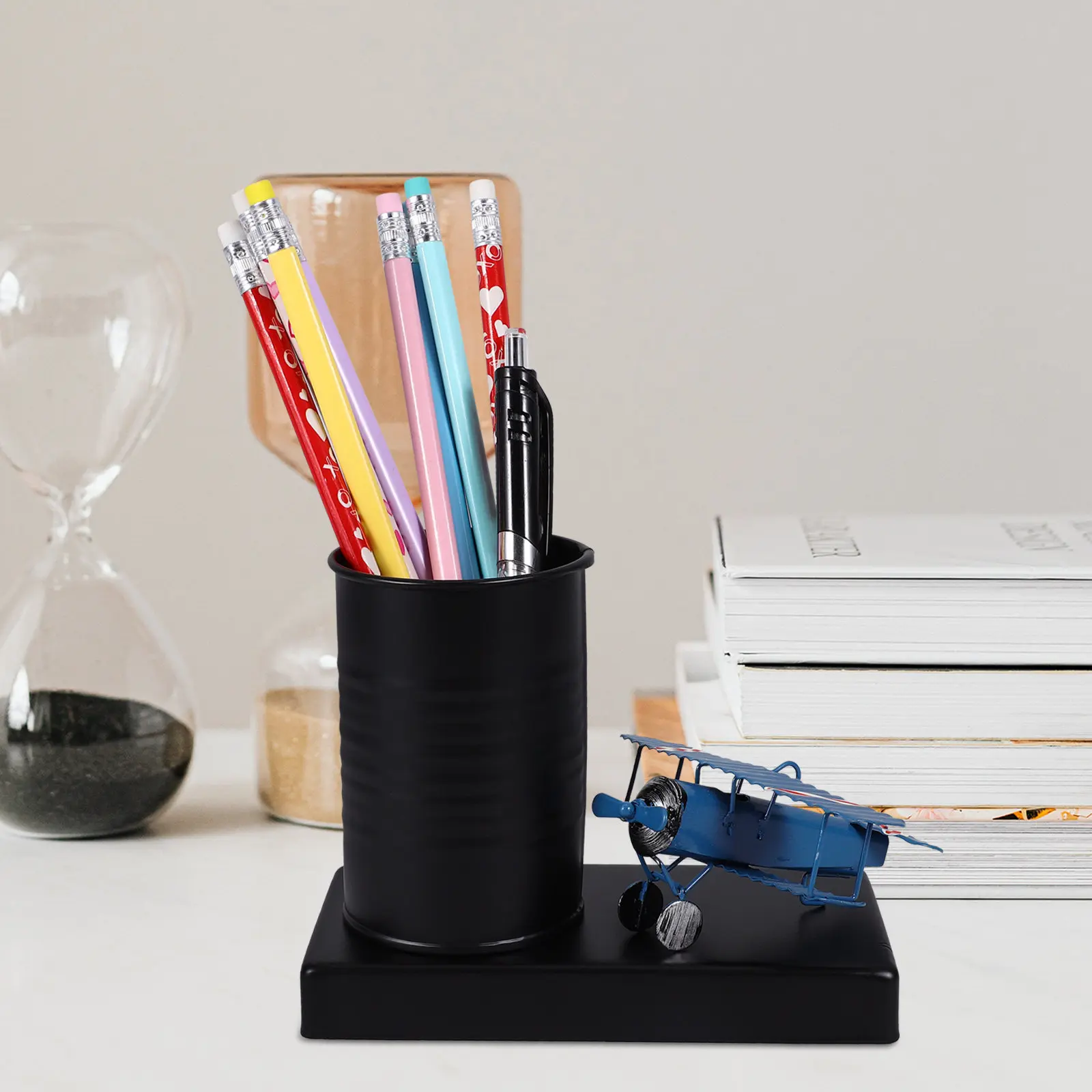 Pen Holder Iron Stylish Simple Design Desk Stationery Container Pencil Cup Multipurpose Organizer for Office Desktop