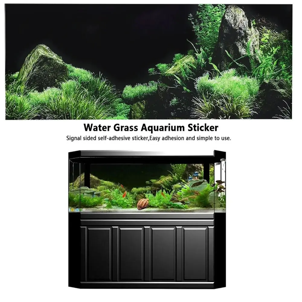 1Pcs PVC Aquarium Background Sticker Fish Seafloor Water Grass Fish Tank Sticker 120x41cm Self Adhesive