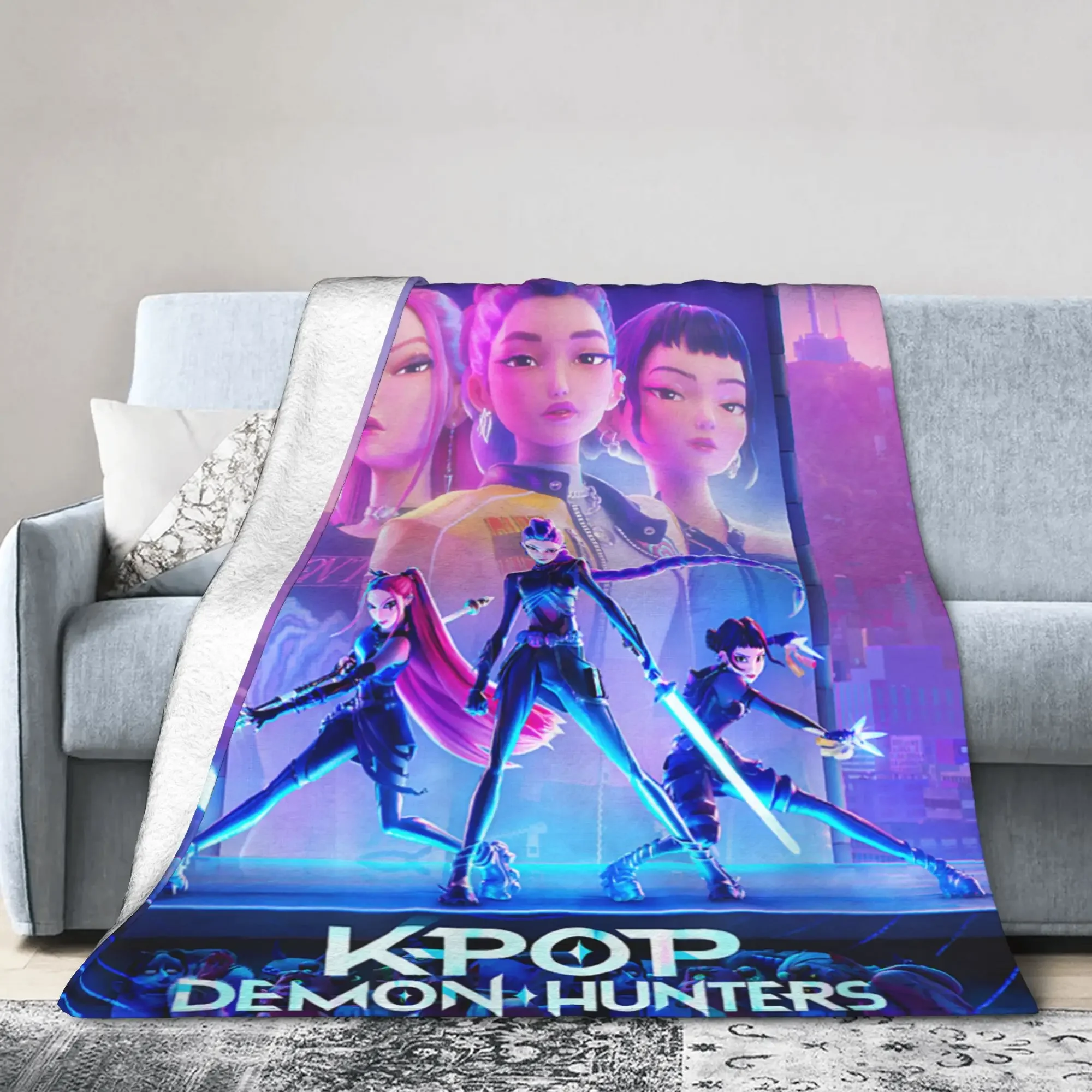 

KPop Demon Hunters Movie Poster Warm Throw Blanket for Couch Chair Bed Perfect for Autumn Picnics and Cozy Nights