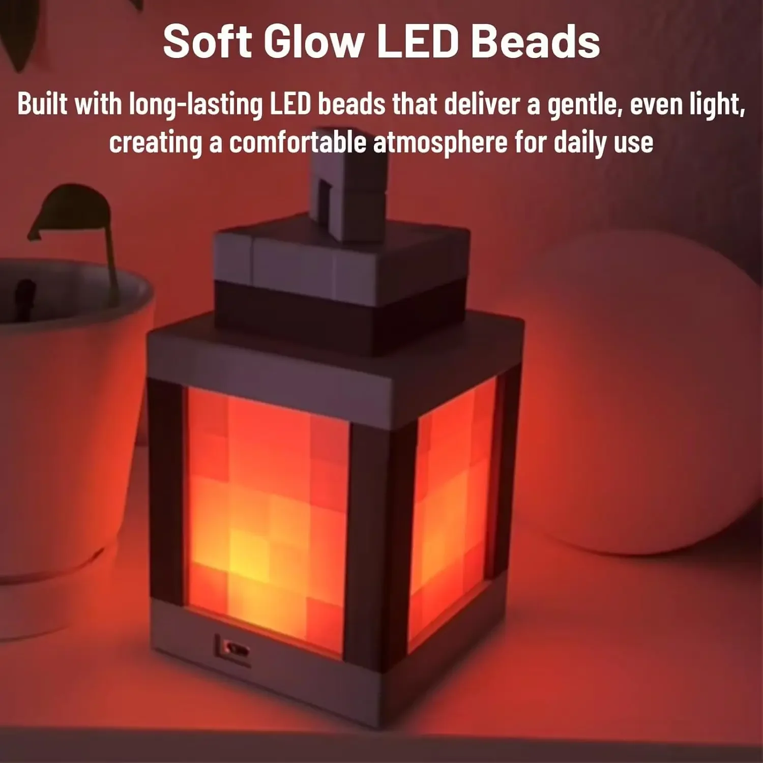 ضوء ليلي من Pixel Lantern - جهاز تحكم عن بعد RGB بـ 16 لونًا، تصميم قابل لإعادة الشحن عبر USB، مثالي لغرفة النوم، جدار غرفة الألعاب أو أدوات الطاولة