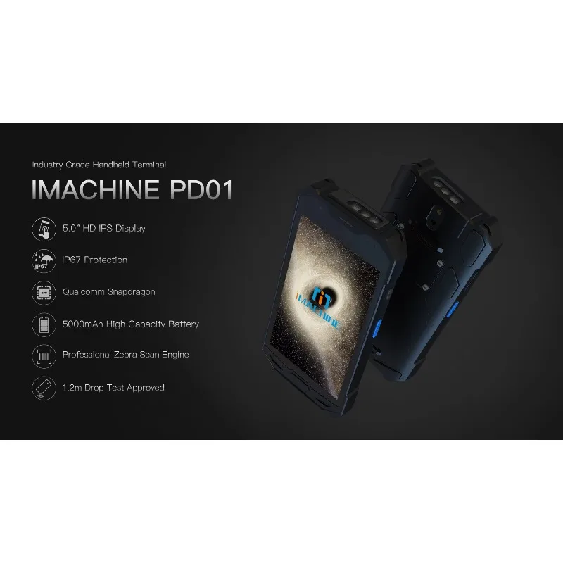 

Handheld Touch Screen Android PDA Terminal With NFC & Bluetooth 5" Display QR Barcode Scanner