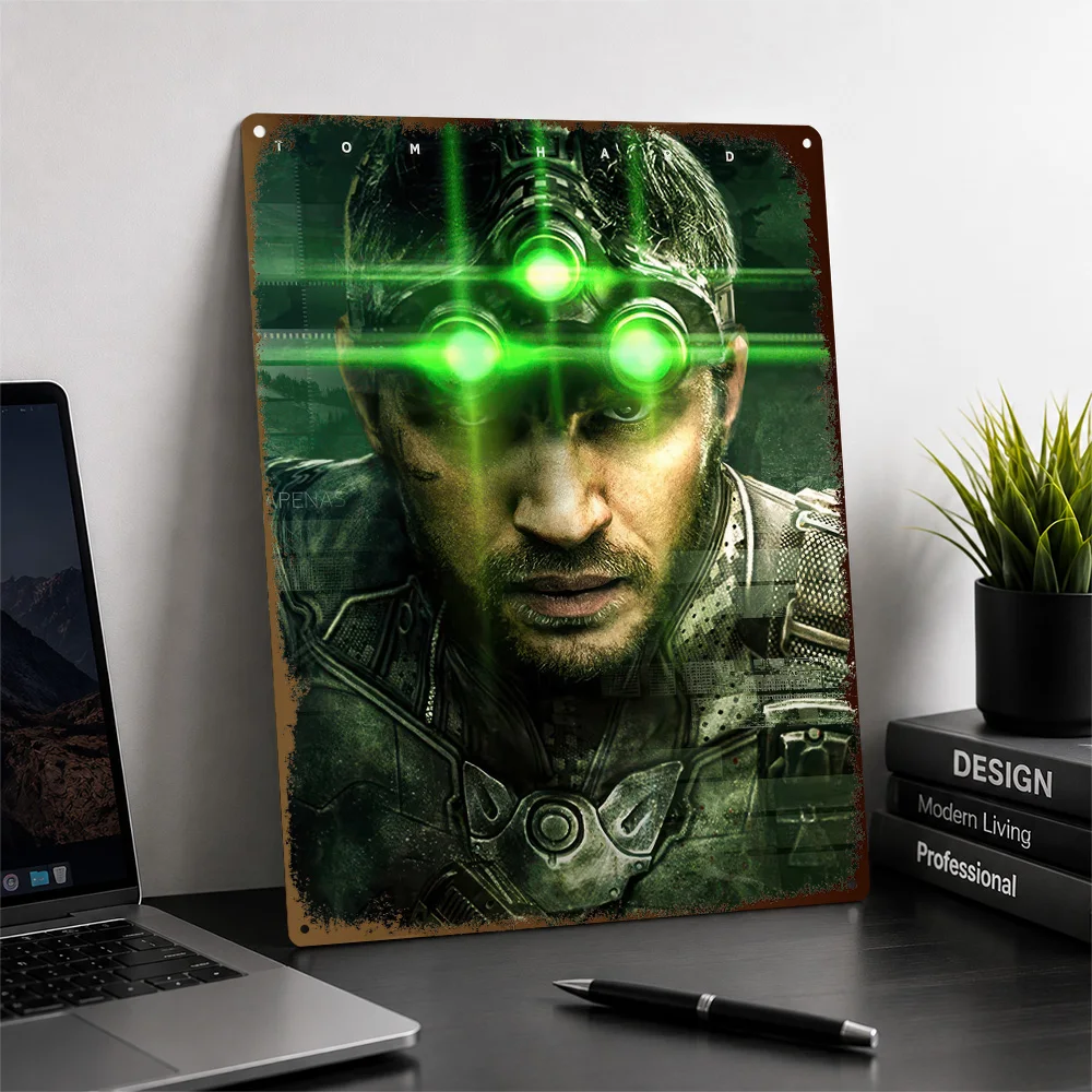 Tom Hardy Sam Fisher Night Vision Textured Poster Personalized Aluminum Metal Sign Dynamic Hero Design Wall Art Bedroom Decor