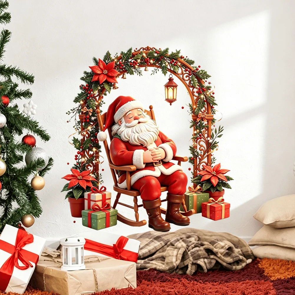 PVC Sleeping Santa Rocking Chair Arch Wall Sticker Designed for Indoor Use Without Damage to Painted or Sealed Surfaces