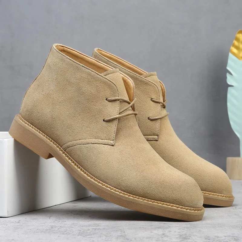 Large Men Chelsea Boots Suede Pointed Simple Stylish Breathable Suitable for Young People's Business Short Boots Couple Style