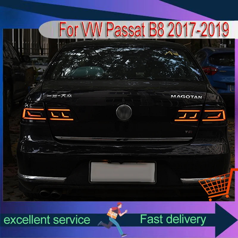 زوج من المصابيح الخلفية لفولكس فاجن باسات B8-، مصباح ليد DRL الخلفي أدوات تسليط الضوء على السيارات ، ملحقات الذيل ، عكس ، الذيل