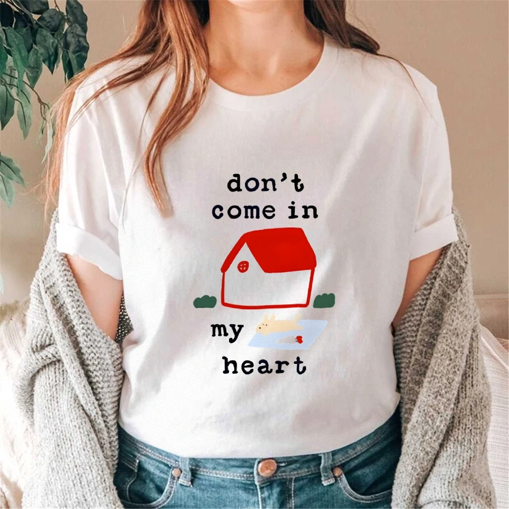 

Футболка с рисунком Y2K Футболка Heart House из 100% хлопка Высокое качество Oversize Красочная футболка с текстовым принтом «Дом» Химерная Y2K Vibe