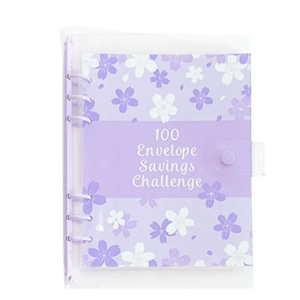 Financial Management 100 Envelope Savings Challenge 100 Envelope Loose-Leaf Binder Saving Money Binder PVC Cherry Blossom
