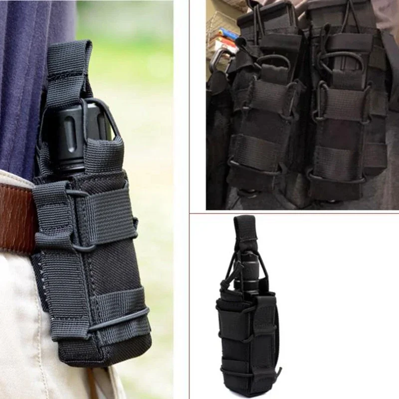 

Tactical Pistol Magazine Bag 9mm Pistol Single Mag Bag Opens Top Molle Flashlight Holster Bag Hunting Shooting Accessories