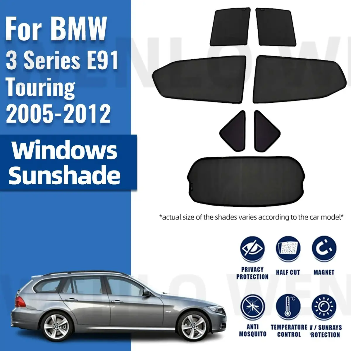 

For BMW 3 series Touring E91 2005-2012 Front Windshield Frame Curtain Car Sunshade Shield Rear Side Window Sun Shade Visor