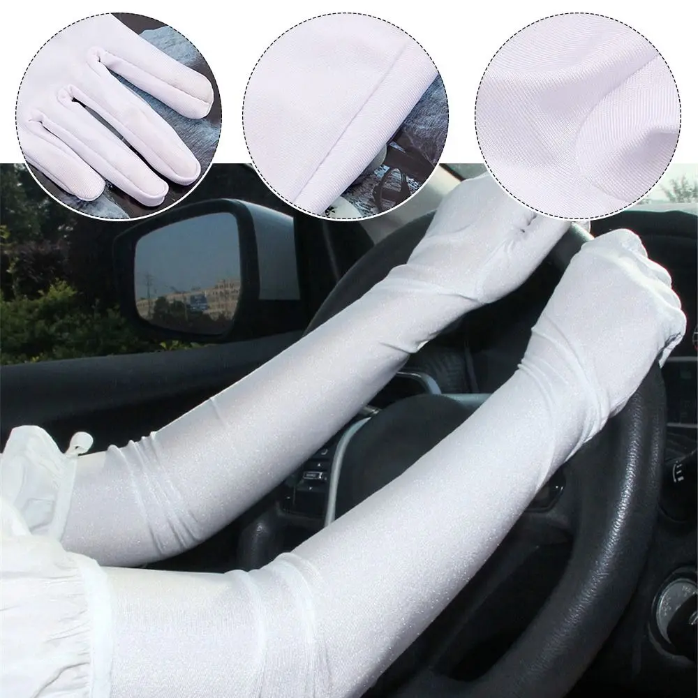 Nowe Elastyczne Długie Rękawiczki Anty-UV Jednolity Kolor Etykieta Bal Kostium Rękawiczki Pyłoszczelne Oddychające Rękawiczki Przeciwsłoneczne Na Zewnątrz