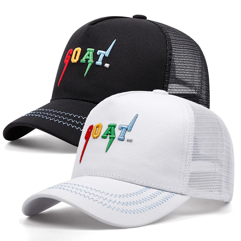 GOAT 3D embroidery  trucker hat men women baseball caps Shade mesh hat