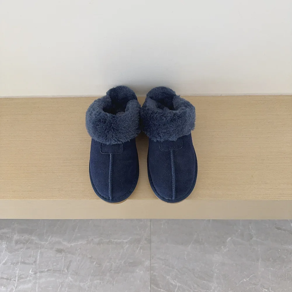 Winterliche Indoor-Beidou-Hausschuhe aus Schaffell und Fell für Frauen und Kinder. Weiche Hausschuhe mit flachem Absatz für den Außenbereich. – Detail 17