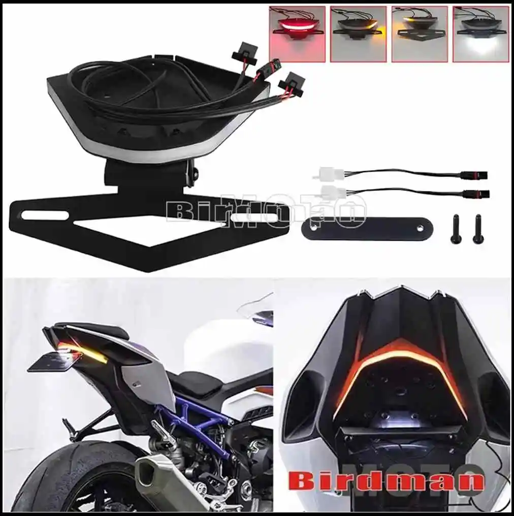 

Motorcycle Tail Tidy Fender Eliminator LED Taillight Integrated Turn Signals License Plate Light Bracket For BMW S1000RR 2020-Up