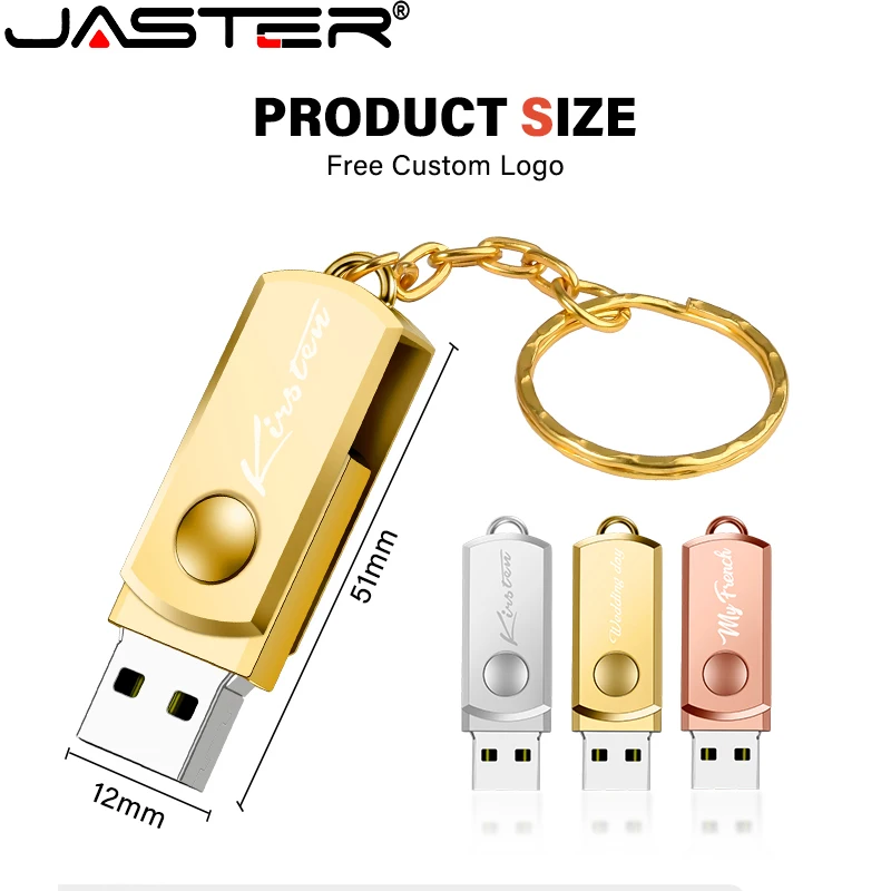 JASTER Metalen USB Flash Drive Pendrive 64GB 32GB 16GB External Storage 8GB Pen Drive Mini U Stick Memory Stick Free Custom LOGO