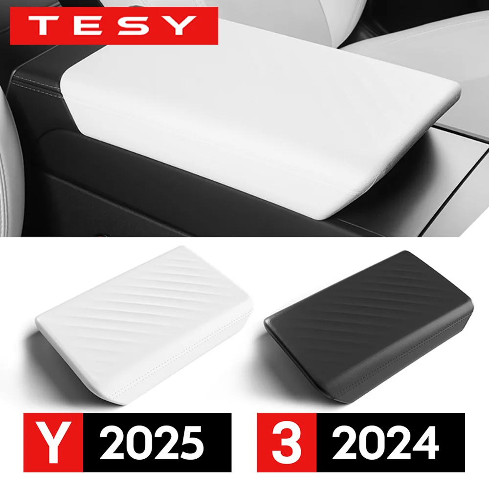 

Central Armrest Cover for Tesla Model Y Juniper Launch 2025 Model 3 Highland 2024 TPE Soft Case Center Console Lid Accessories