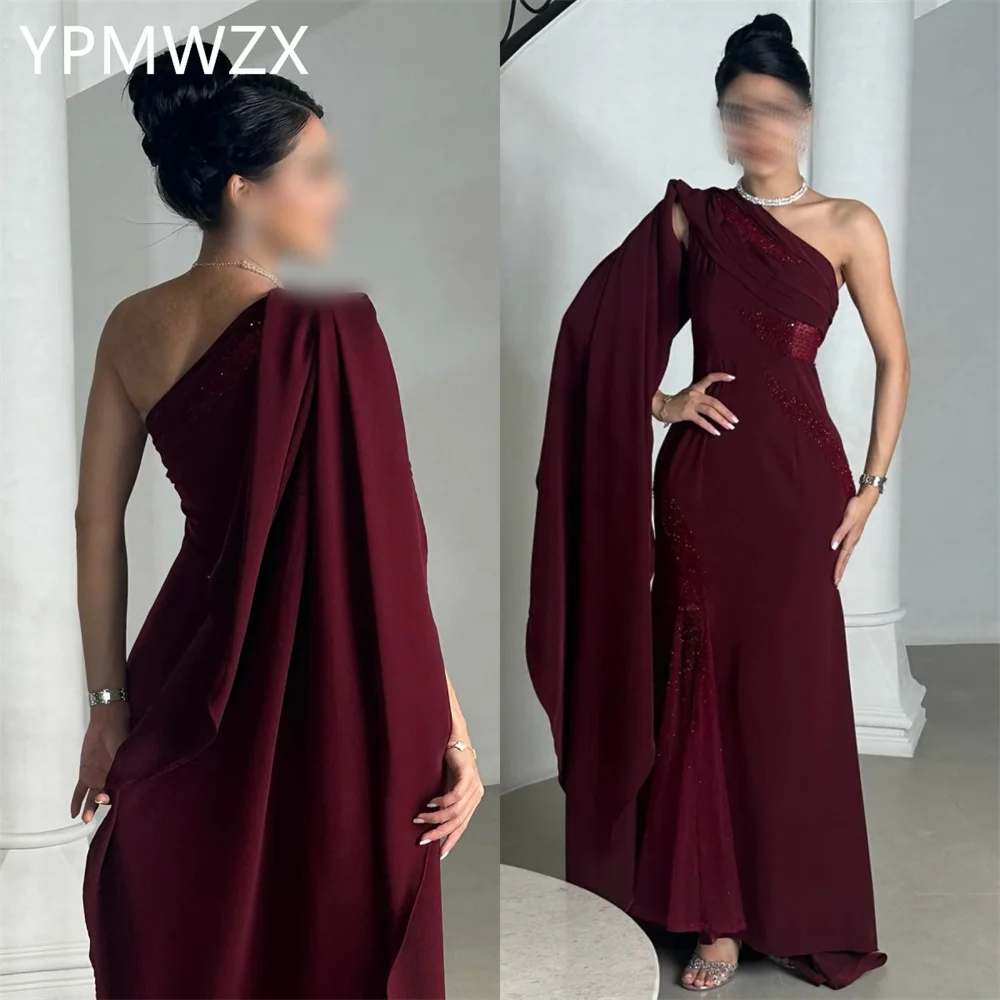 

Customized Prom Gown Evening Women YPMWZX One Shoulder A-line Floor Length Skirts Vertically Bespoke Occasion Dresses Formal Dr