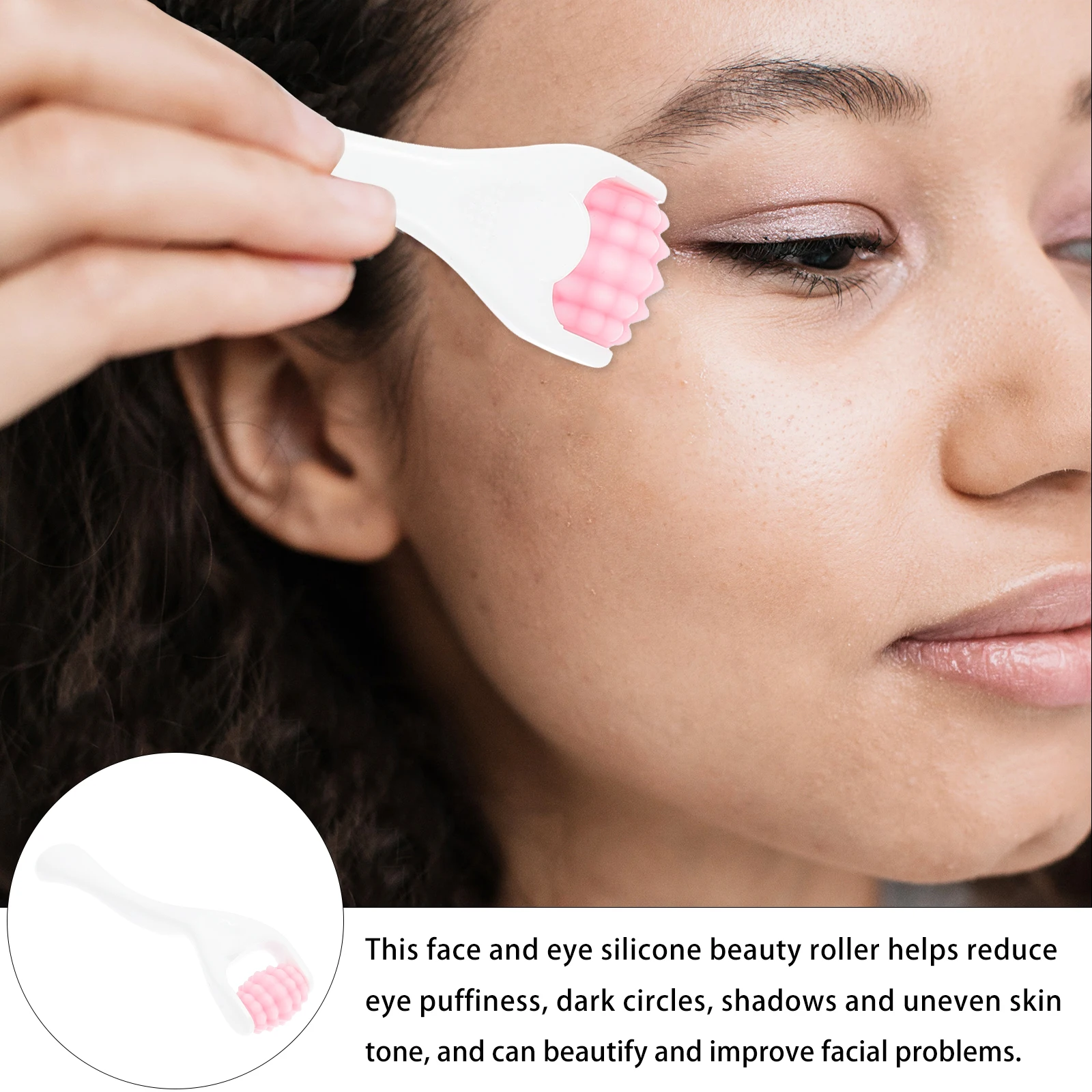 

Smoother Face Roller Massager Facial Care Stick Pink Silica Gel Beauty Equipment