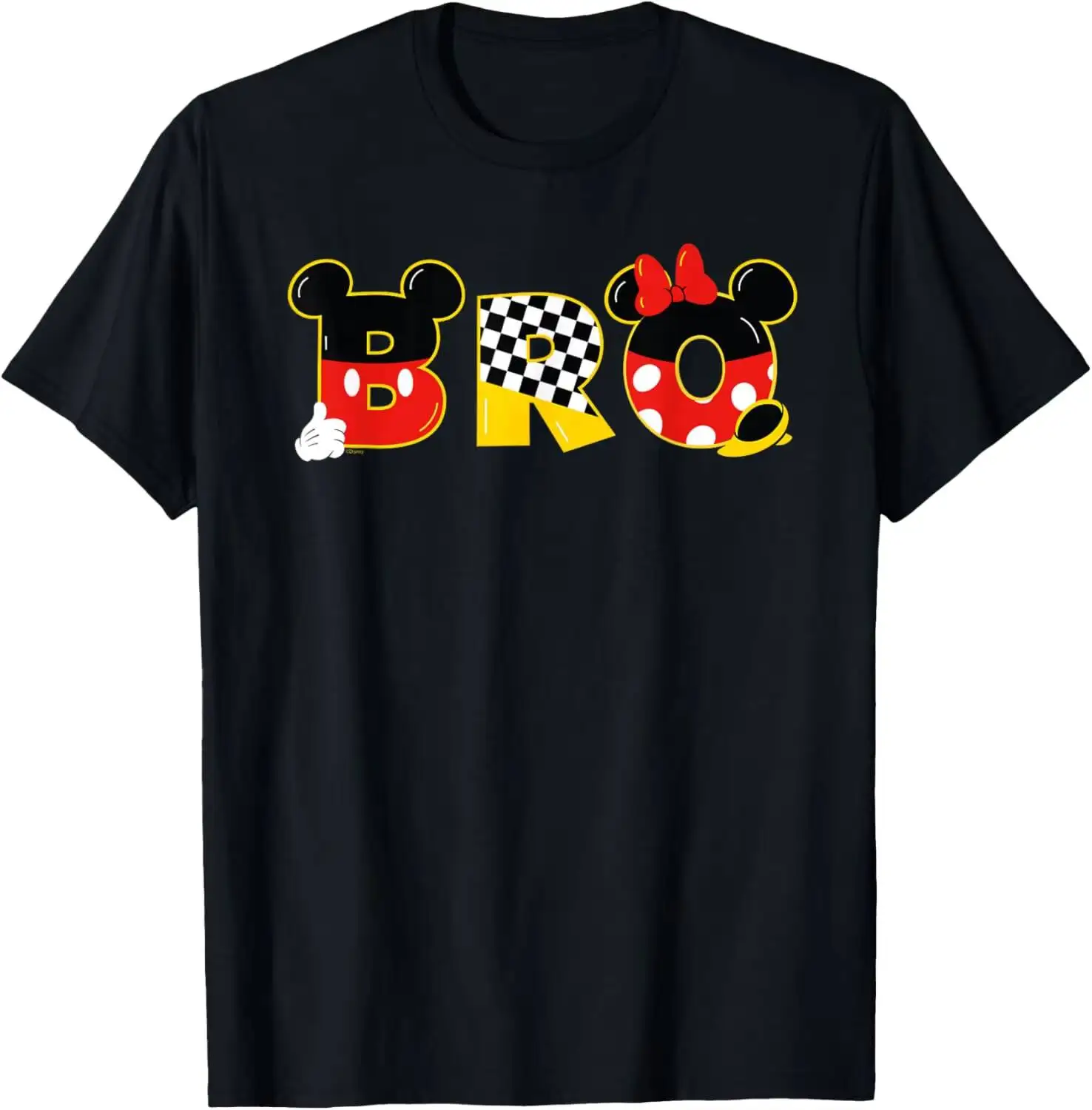 Mickey & Minnie Bro Brother Family Trip Vacation Summer Short-Sleeved Breathable Sweat-Wicking Versatile Fashion T-Shirt 100%