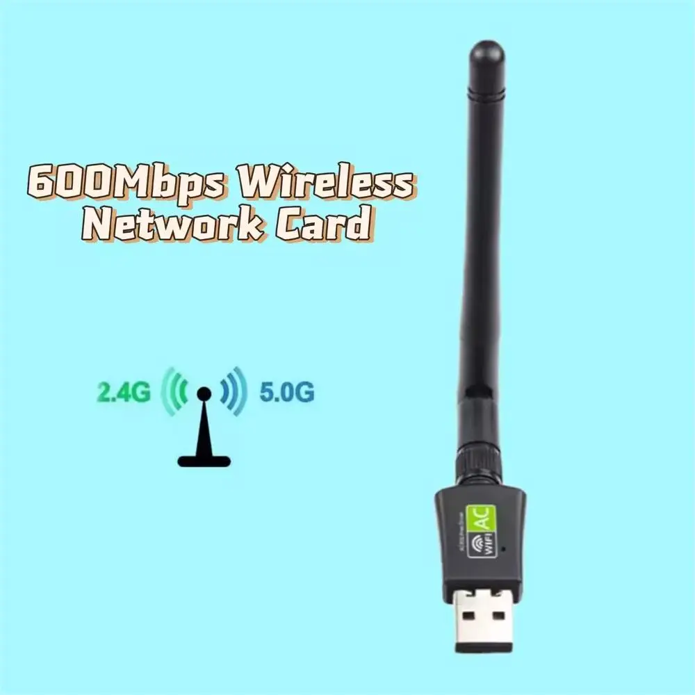 600Mbps 2.4GHz+5GHz Dual Band USB Lan Ethernet Wifi Adapter Wireless USB WiFi Adapter Wifi Dongle PC Network Card with Antenna