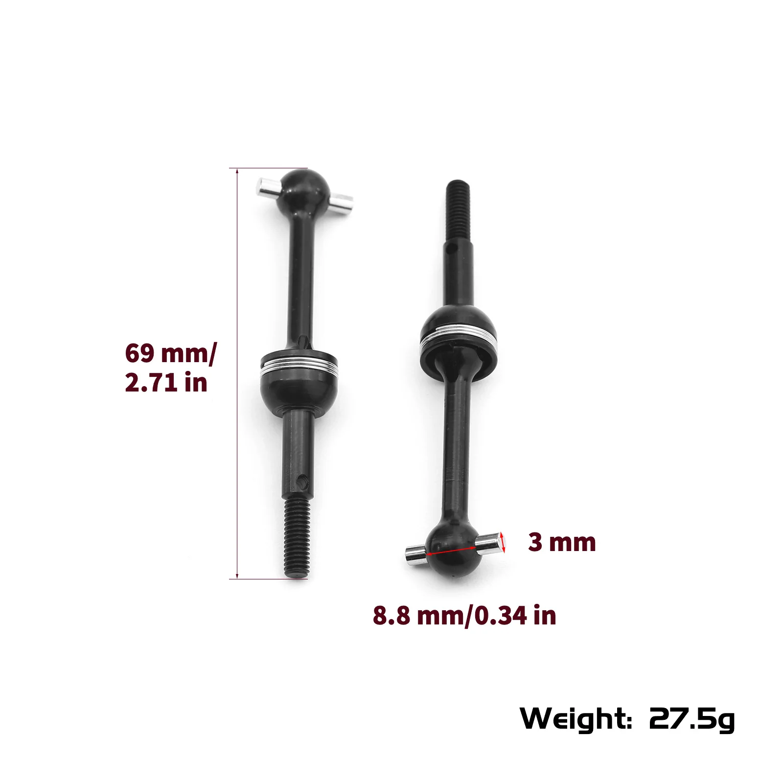 Harden 45# Steel Front and Rear CVD Swing Shaft (33mm) for TAMIYA TT01 TT01D TT01E TT02 RC Upgrade