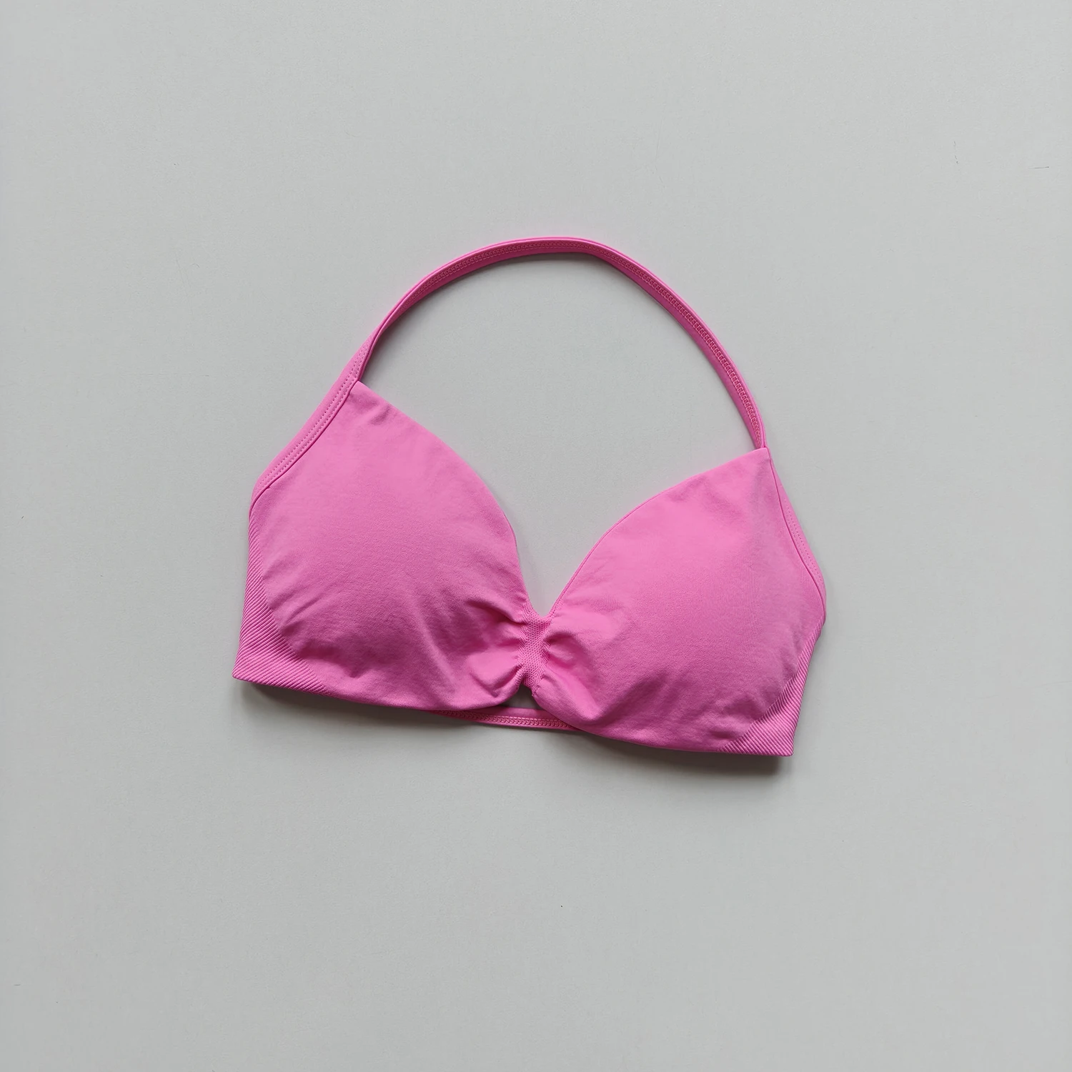 Sport-BH mit Trägern, Gym-Top für Damen, hoher Halt, dünne Träger, nahtlos, Neckholder-Sport-BHs, Scrunch-Workout-Yoga-Unterwäsche mit Polstern – Detail 5