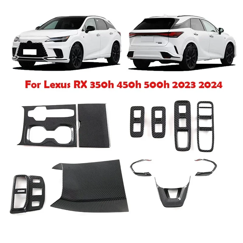 For Lexus RX 350h 450h 500h 2023 2024 carbonfiber Window Switch Rear Seat Air Condition Gear Shift  Panel steering wheel Cover