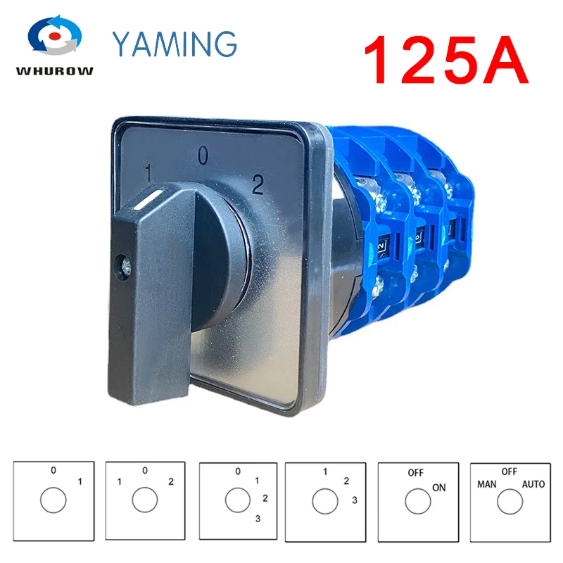 690V 125A Three Poles LW26-125/3 Multi Position Panel Mounting Cam Changeover Rotary Switch Silver Contact LW28 YMW26